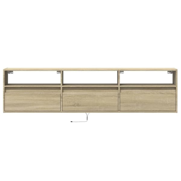 vidaXL Vegghengt TV-benk med LED sonoma eik 180x31x45 cm