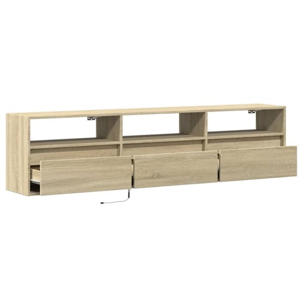 vidaXL Vegghengt TV-benk med LED sonoma eik 180x31x45 cm