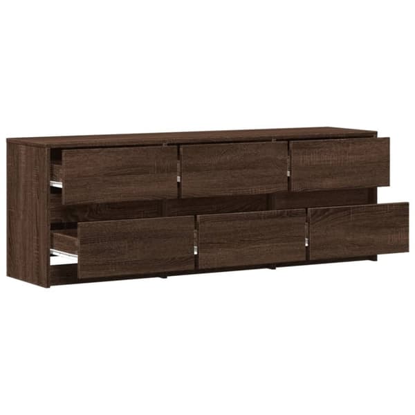 vidaXL TV-benk med LED brun eik 140x34x50 cm konstruert tre