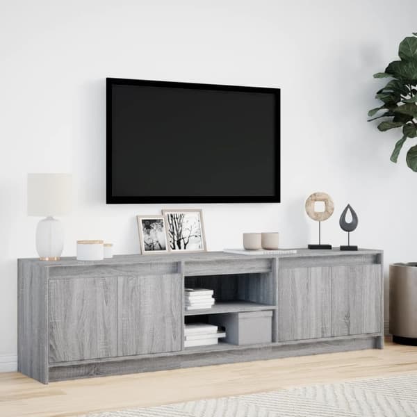 vidaXL Tv-bänk med LEDs grå sonoma 180x34x50 cm konstruerat trä