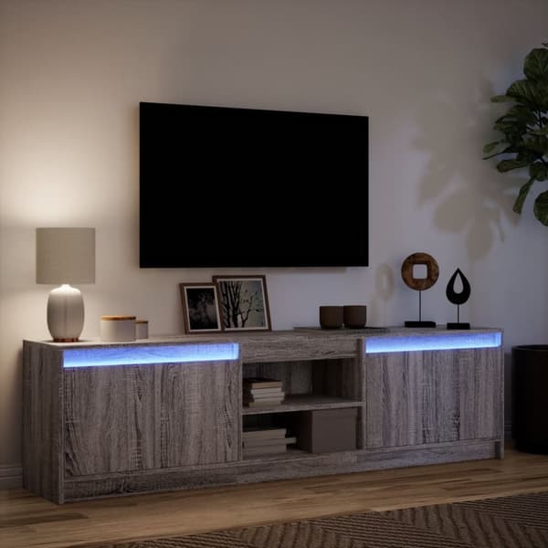 vidaXL Tv-bänk med LEDs grå sonoma 180x34x50 cm konstruerat trä