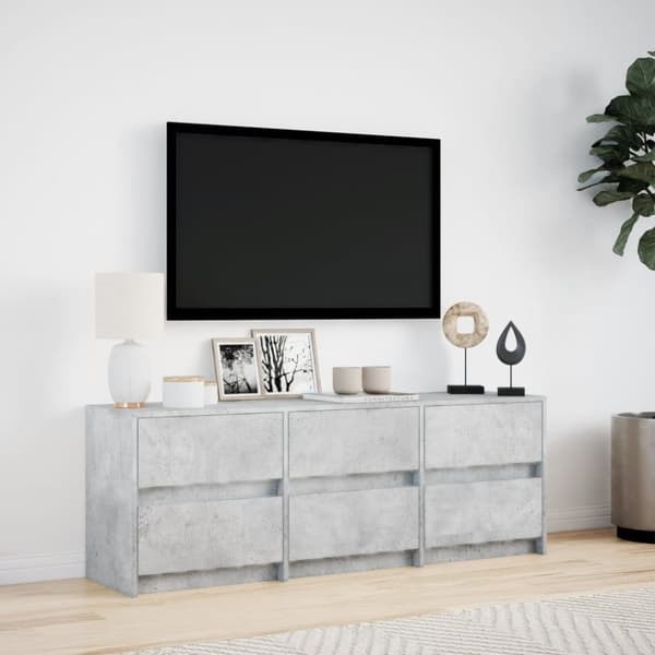 vidaXL Tv-bänk med LEDs betonggrå 140x34x50 cm konstruerat trä