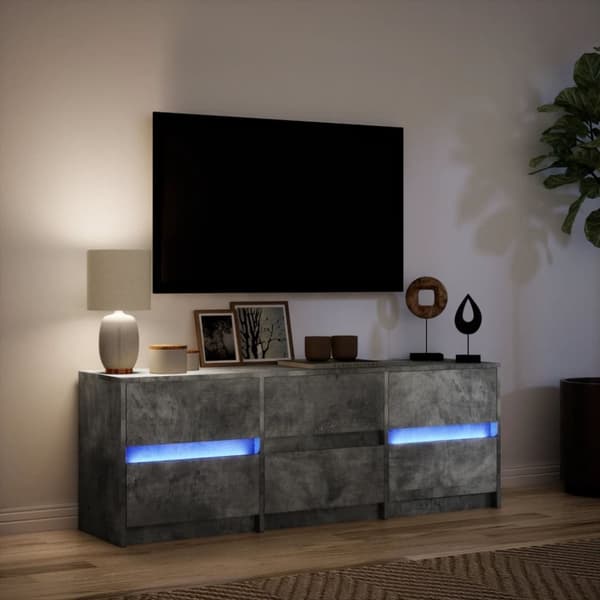 vidaXL Tv-bänk med LEDs betonggrå 140x34x50 cm konstruerat trä