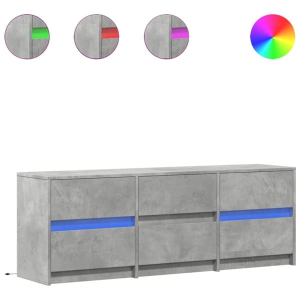 vidaXL TV-benk med LED betonggrå 140x34x50 cm konstruert tre