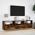Miniatyrbillede 5 af 11: vidaXL væghængt tv-bord med LED 180x31x45 cm røget egetræsfarve