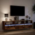 Miniatyrbillede 6 af 11: vidaXL væghængt tv-bord med LED 180x31x45 cm røget egetræsfarve
