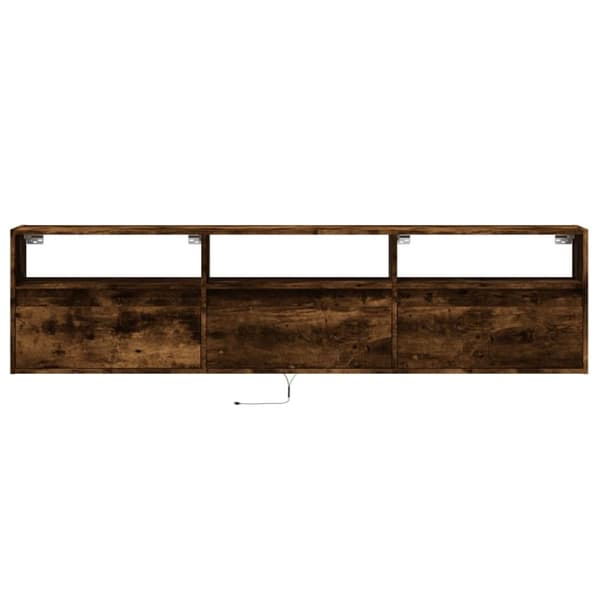 vidaXL væghængt tv-bord med LED 180x31x45 cm røget egetræsfarve