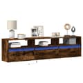 Miniatyrbillede 2 af 11: vidaXL væghængt tv-bord med LED 180x31x45 cm røget egetræsfarve