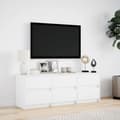 Miniatyrbillede 5 af 11: vidaXL tv-bord med LED-lys 140x34x50 cm konstrueret træ hvid