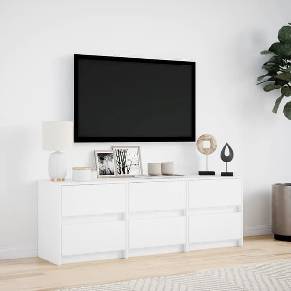 vidaXL tv-bord med LED-lys 140x34x50 cm konstrueret træ hvid