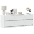 Miniatyrbillede 2 af 11: vidaXL tv-bord med LED-lys 140x34x50 cm konstrueret træ hvid