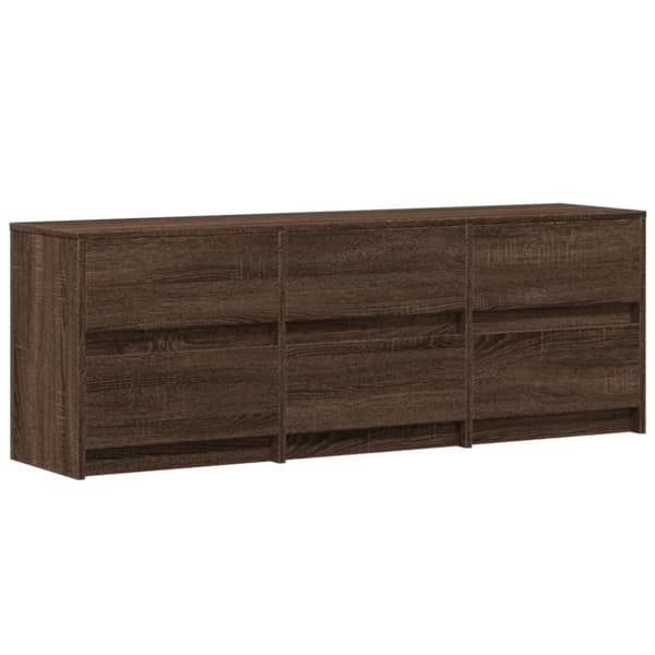 vidaXL tv-bord m. LED-lys 140x34x50 cm konstrueret træ brunt eg