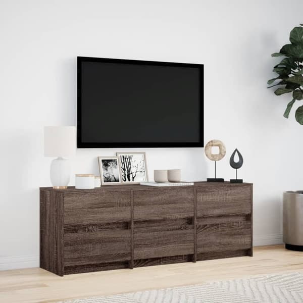 vidaXL tv-bord m. LED-lys 140x34x50 cm konstrueret træ brunt eg