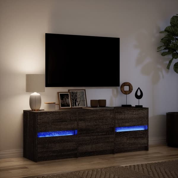 vidaXL tv-bord m. LED-lys 140x34x50 cm konstrueret træ brunt eg