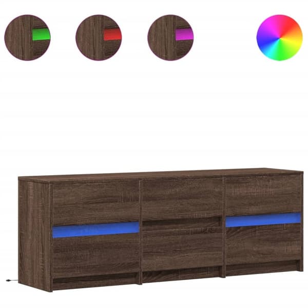 vidaXL tv-bord m. LED-lys 140x34x50 cm konstrueret træ brunt eg