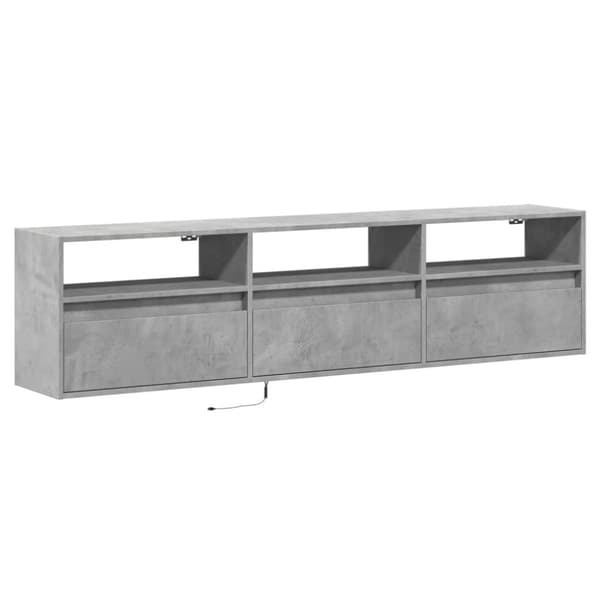 vidaXL TV-seinäkaappi LED-valoilla betoninharmaa 180x31x45 cm