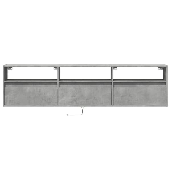 vidaXL TV-seinäkaappi LED-valoilla betoninharmaa 180x31x45 cm