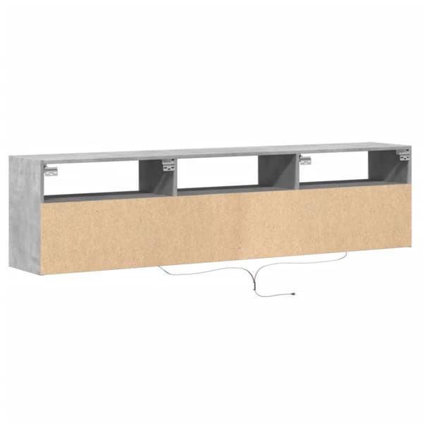 vidaXL TV-seinäkaappi LED-valoilla betoninharmaa 180x31x45 cm
