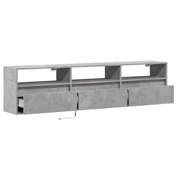 vidaXL TV-seinäkaappi LED-valoilla betoninharmaa 180x31x45 cm