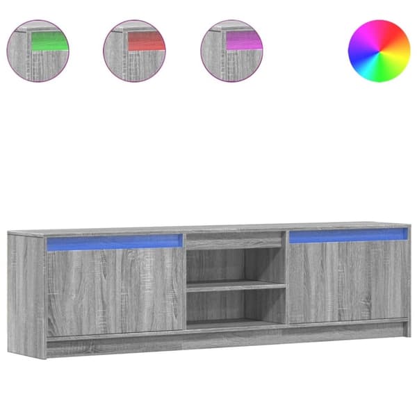 vidaXL tv-bord m. LED-lys 180x34x50 cm konstrueret træ grå sonoma-eg
