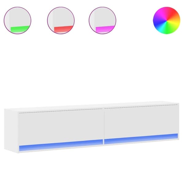 vidaXL væghængt tv-bord med LED 180x31x38 cm hvid