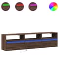 Miniatyrbilde 3 av 11: vidaXL Vegghengt TV-benk med LED brun eik 180x31x45 cm