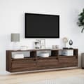 Miniatyrbilde 5 av 11: vidaXL Vegghengt TV-benk med LED brun eik 180x31x45 cm