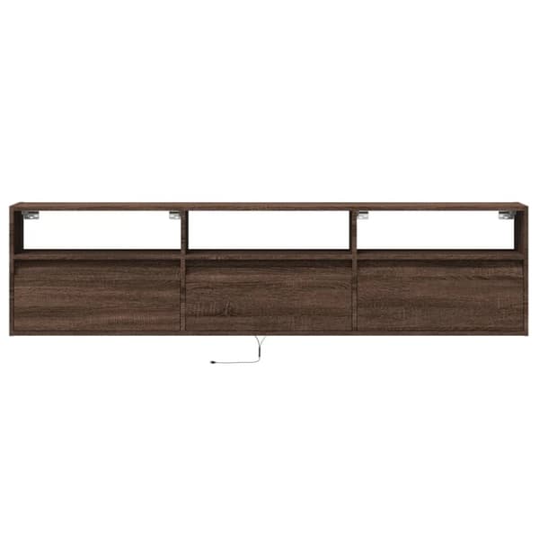 vidaXL Vegghengt TV-benk med LED brun eik 180x31x45 cm