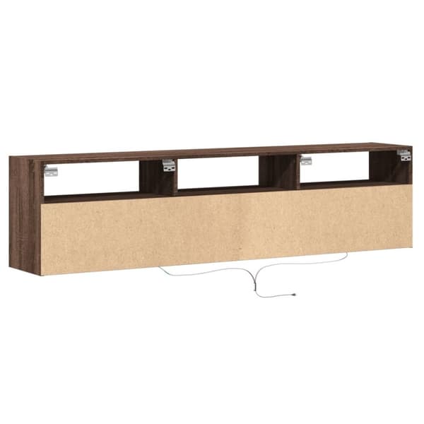 vidaXL Vegghengt TV-benk med LED brun eik 180x31x45 cm