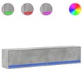 Miniatyrbilde 3 av 11: vidaXL Vegghengt TV-benk med LED betonggrå 180x31x38 cm
