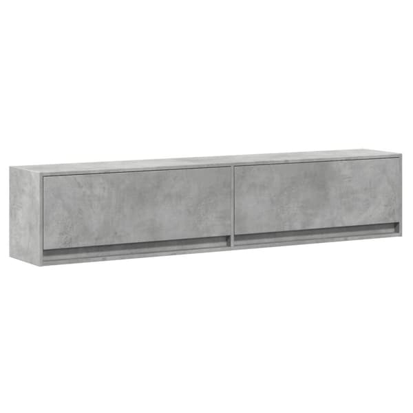 vidaXL Vegghengt TV-benk med LED betonggrå 180x31x38 cm