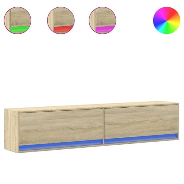 vidaXL Vegghengt TV-benk med LED sonoma eik 180x31x38 cm