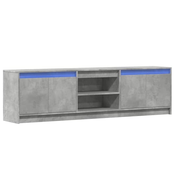 vidaXL Tv-bänk med LEDs betonggrå 180x34x50 cm konstruerat trä