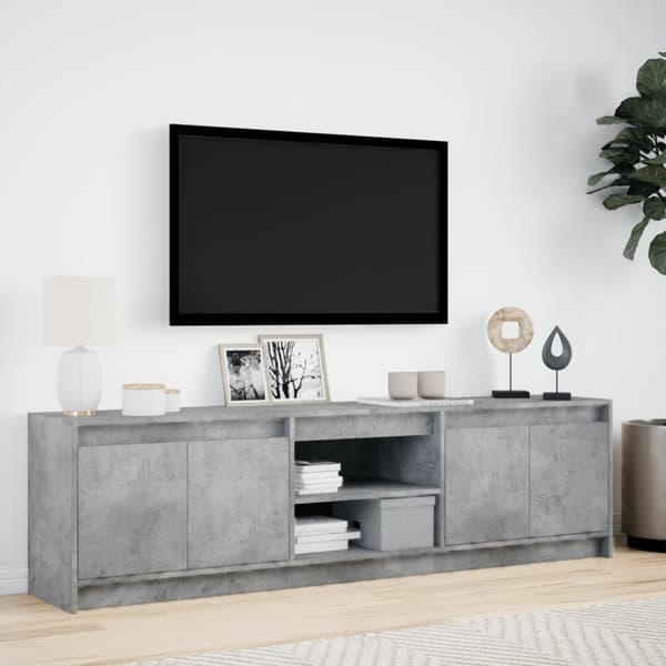 vidaXL Tv-bänk med LEDs betonggrå 180x34x50 cm konstruerat trä