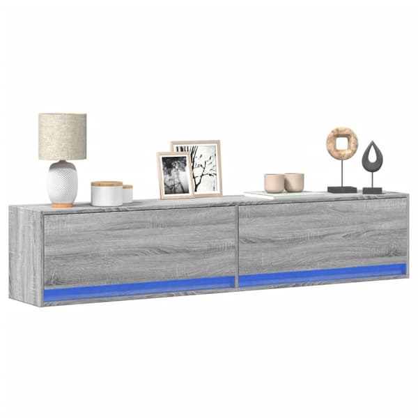 vidaXL Vegghengt TV-benk med LED grå sonoma 180x31x38 cm