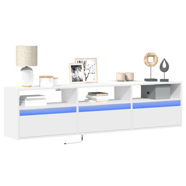 vidaXL Vegghengt TV-benk med LED hvit 180x31x45 cm