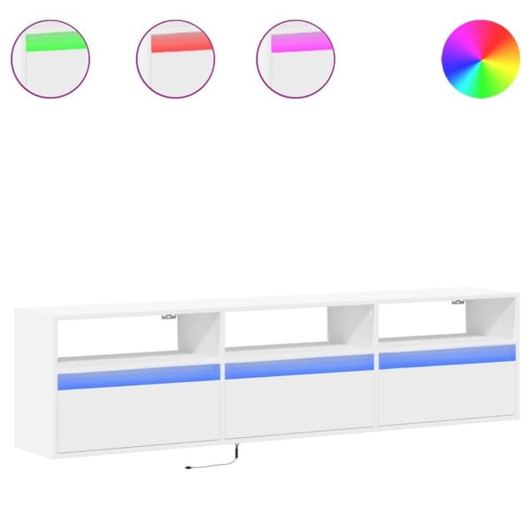vidaXL væghængt tv-bord med LED 180x31x45 cm hvid