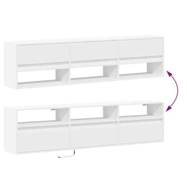 vidaXL væghængt tv-bord med LED 180x31x45 cm hvid