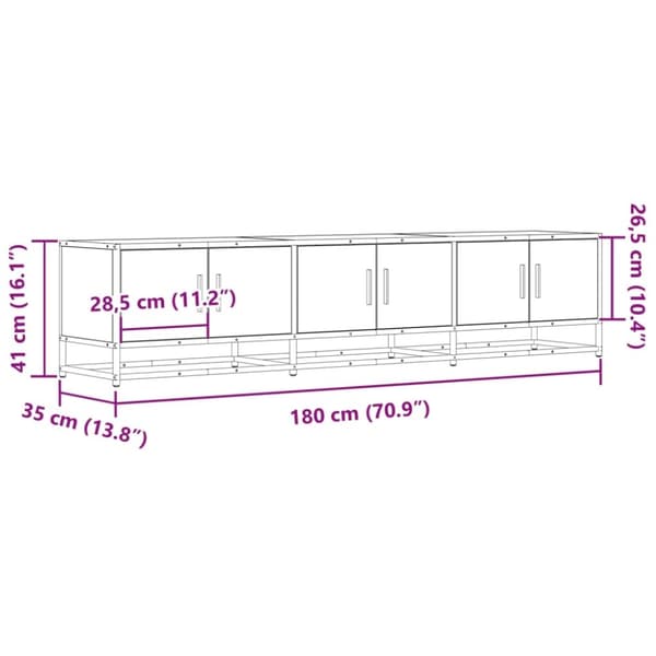 vidaXL tv-bord 180x35x41 cm konstrueret træ brun egetræsfarve