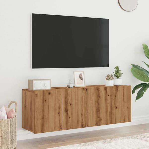 vidaXL TV-kaapit seinäkiinnitettävä 2 kpl artesaani tammi 60x30x41 cm