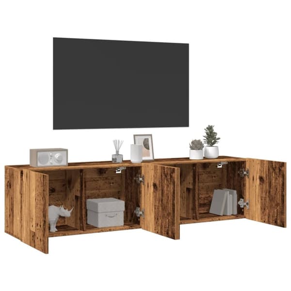 vidaXL TV-kaapit seinäkiinnitettävä 2 kpl vanha puu 80x30x41 cm