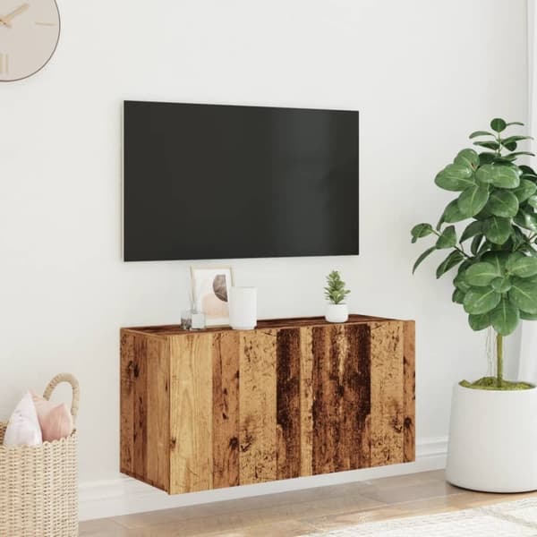 vidaXL væghængt tv-bord 80x30x41 cm gammelt træ-look