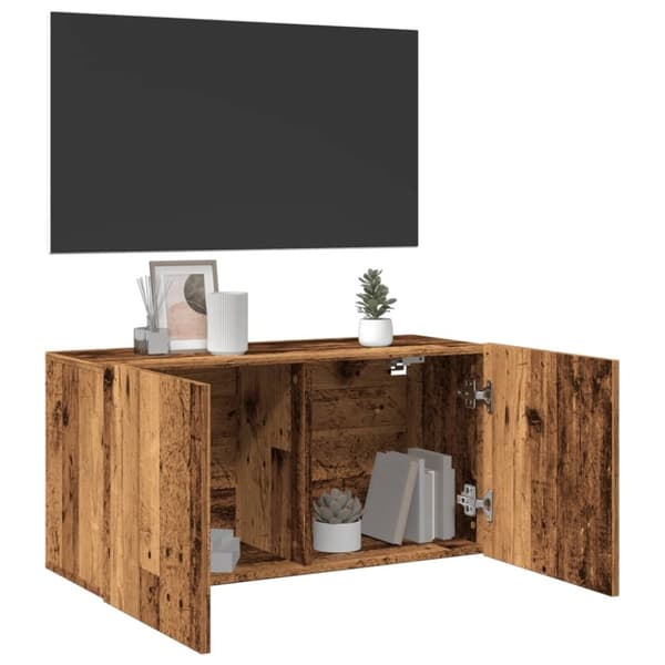 vidaXL væghængt tv-bord 80x30x41 cm gammelt træ-look