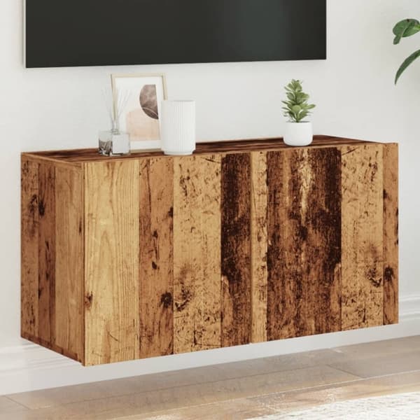vidaXL væghængt tv-bord 80x30x41 cm gammelt træ-look