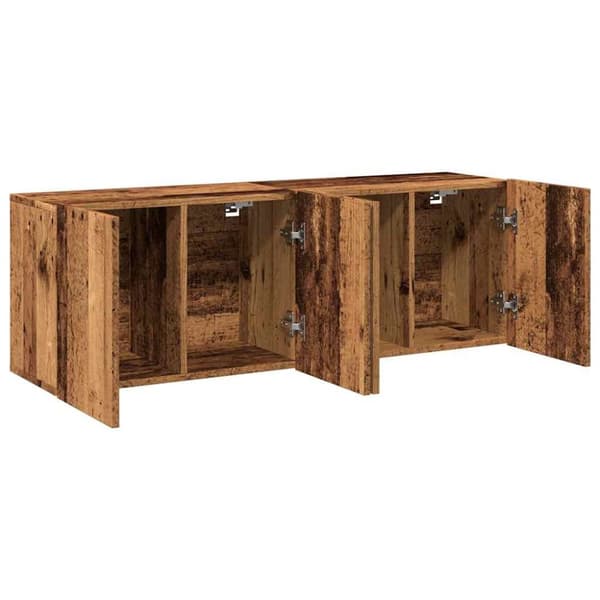 vidaXL Veggmonterte TV-benker 2 stk gammelt tre 60x30x41 cm