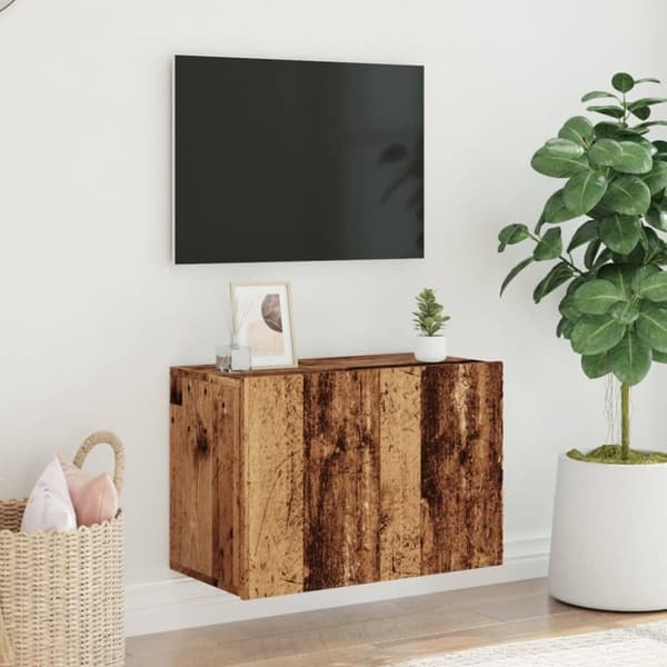 vidaXL Vegghengt TV-benk gammelt tre 60x30x41 cm
