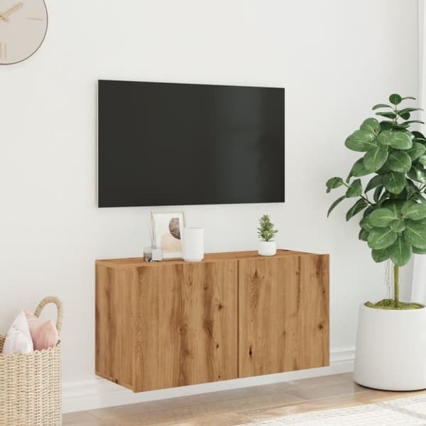 vidaXL Vegghengt TV-benk artisan eik 80x30x41 cm