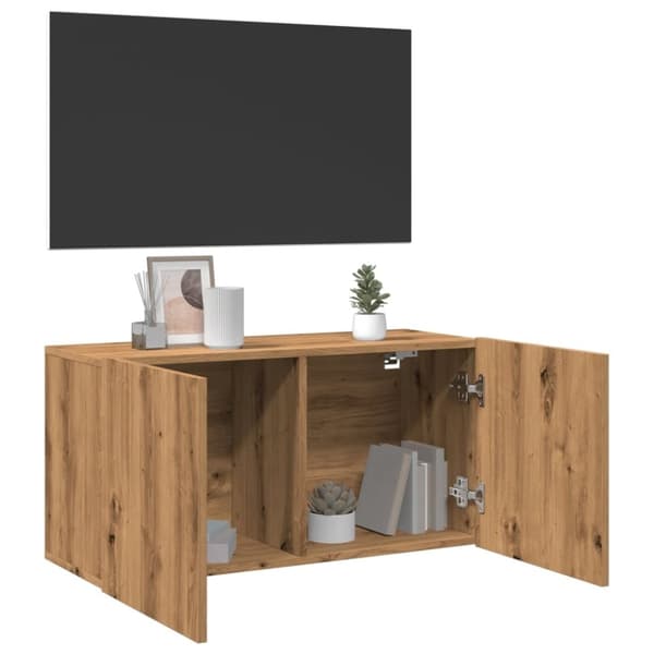 vidaXL Vegghengt TV-benk artisan eik 80x30x41 cm