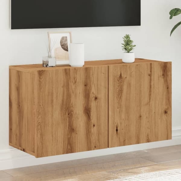 vidaXL Vegghengt TV-benk artisan eik 80x30x41 cm