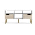 Pikkukuva 6 / 6: TV-skåp - 4 nischer 2 lådor - Vit / Ek - 117,2 x 39,1 x 57,4 cm